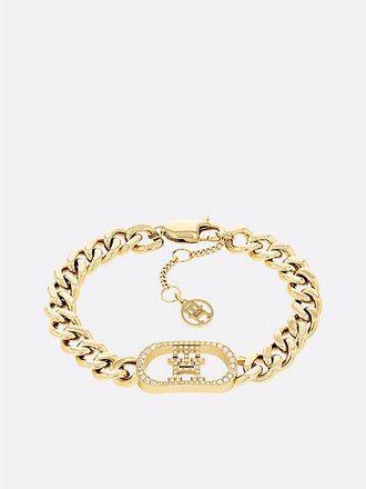 Tommy Hilfiger Pulsera chapada en oro con monograma TH