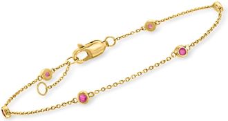 RS Pure by Ross-Simons Ruby Station Bracelet in 14kt Yellow Gold