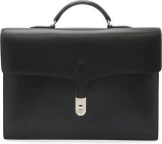 Herm&egrave;s Pre-owned Teril Lederen Aktetas - Heren - Vintage Handtas - Zwart - ONE Size - Leer - Vintage