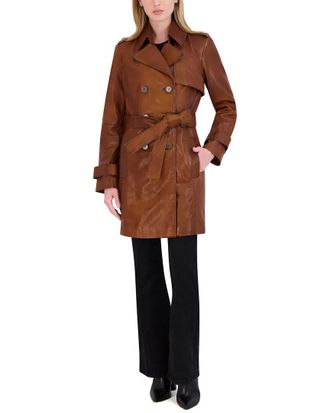 Elie Tahari Natalie Medium Leather Trench Coat