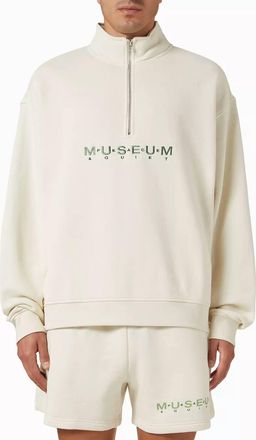 Museum of Peace and Quiet Mens Billboard Quarter Zip Top In Beige