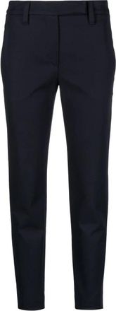 Brunello Cucinelli Tailored Cropped Broeken - Dames - Vrijetijds broeken - Blauw - S - Polyester - Broeken