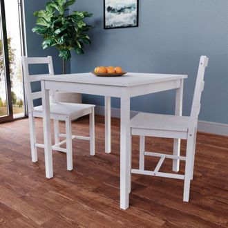 Home Discount Home Discount - Yorkshire 2 Seater Wooden Dining Table Set Chairs Kitchen Room Furniture, White