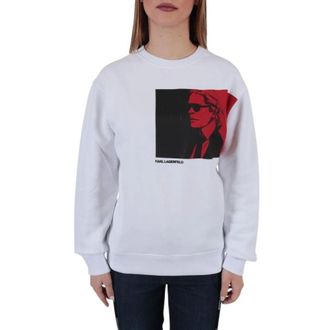 Karl Lagerfeld Hoodies & sweatvesten, Dames, Wit, S, Katoen, Legend Sweatshirt