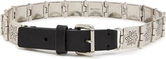 Etro Engraved-link Leather Belt - Silver - S (UK8-10 / S)