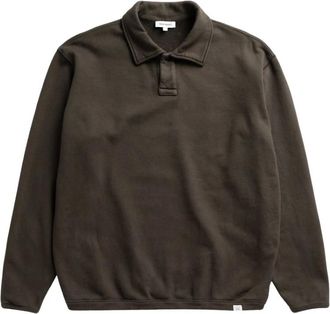 Norse Projects Hjartdal Geborsteld Diagonaal Katoen Fleece Polo - Heren - Polos - Groen - L - Katoen - Tops