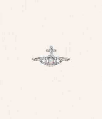 Vivienne Westwood Olympia Ring Stainless Steel Silverwhitecz-whitesynthetic-opal XXS Unisex