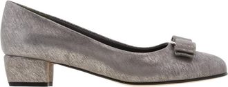 Ferragamo Vara Bow Metallic Pumps, Size 7 C