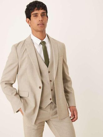 Asos Giacca da abito slim grigio chiaro m&eacute;lange testurizzato