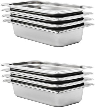 vidaXL vidaXL Contenitori Gastronorm 8 pz GN 1/3 65 mm in Acciaio Inox