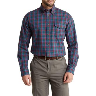 Brooks Brothers Regular Fit Plaid Twill Button-Down Shirt in Zinfandel Plaid at Nordstrom Rack, Size X-Large