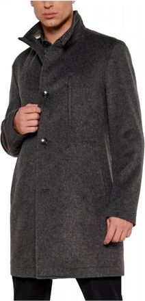 HUGO BOSS H Hyde Standup - Heren - Mantel - Grijs - L - Wol - Jassen
