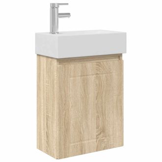 vidaXL M&oacute;dulo De Ba&ntilde;o Con Grifer&iacute;a Roble Sonoma 45,5 X 25,5 X 84 Cm Vidaxl