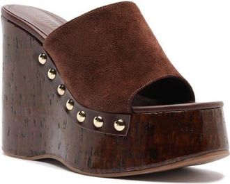 Schutz Dalle Platform Wedge Sandal in Root Brown at Nordstrom, Size 7.5
