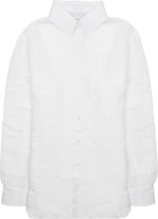 Department Five Structured Collar White Button-Up Shirt with Textured Fabric
