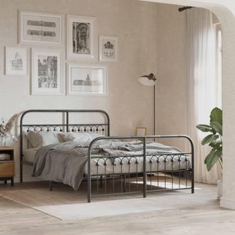 Berkfield Home Metal Bed Frame without Mattress with Footboard Black 137x190cm | Size: 137x190 cm