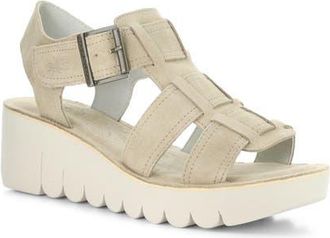 FLY London Yudd Platform Wedge Sandal in Taupe at Nordstrom, Size 10-10.5Us