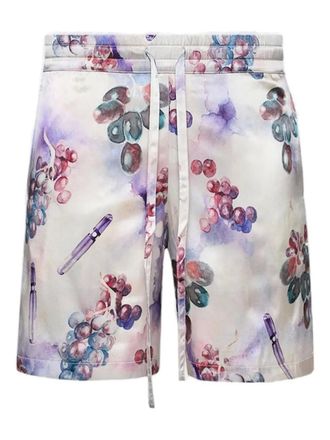 Nahmias grape-print silk shorts - men - Fabric - S - White
