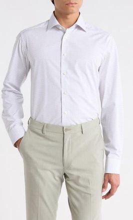 Eton Slim Fit Check Supima Cotton Dress Shirt in Light Blue at Nordstrom Rack, Size 16.5