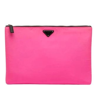 Prada Pre-owned Clutches, female, Pink, Size: ONE SIZE Pre-owned Nylon Clutch