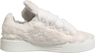 Dolce & Gabbana Mens Eco-Fur Shearling Sneaker White