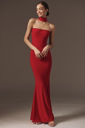 Norma Kamali Turtleneck Strapless Fishtail Gown