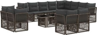 vidaXL Conjunto De Sof&aacute;s De Jard&iacute;n 13 Uds. Gris Rat&aacute;n Sint&eacute;tico Vidaxl