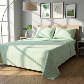 KASANOVA Completo letto matrimoniale policotone righe verde