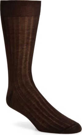 Canali Cotton Rib Dress Socks in Dk Brown at Nordstrom, Size Medium