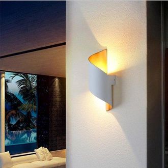 OEM L&aacute;mpara De Pared Moderna - Para Uso Interior O Exterior - Led - Color Blanco Y Dorado