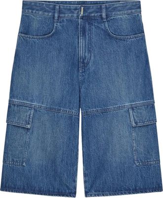 Givenchy Korte Broeken, Heren, Blauw, W29, Denim, Multicutted Gebogen Denim Shorts