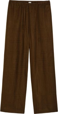 Toteme Logo-embroidered Flannel Trousers - Dark Brown - 32 (UK4 / Xxs)