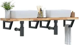 vidaXL Estante De Lavabo De Pared Acero Y Madera Maciza De Acacia Vidaxl