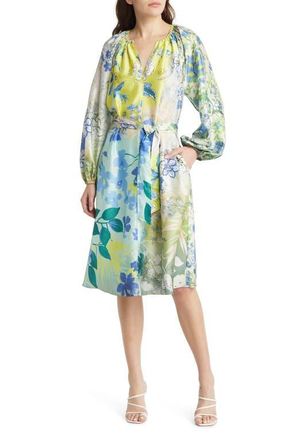Kobi Halperin Arbor Floral Print Long Sleeve Dress in Ivory Multi at Nordstrom, Size Large
