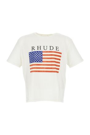 Rhude Classic White T-Shirt with Standard Crew Neckline