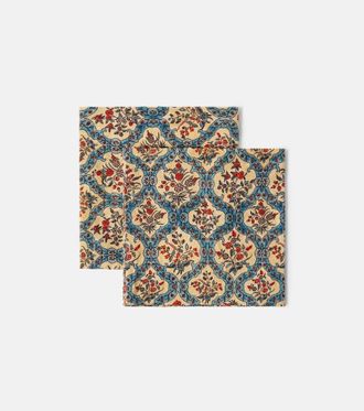 Lyria Hoya set of 2 floral linen napkins