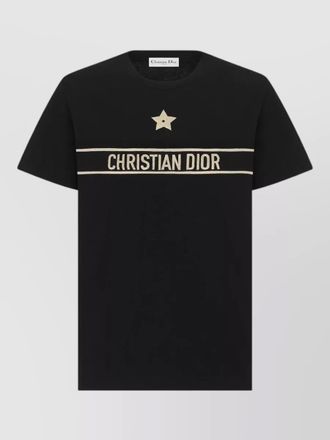 Dior crew neck top contrast stripes star motif
