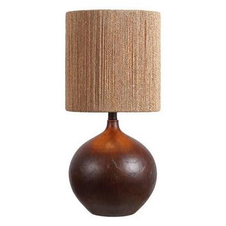 Jonathan Y Designs Abram Bohemian Resin/Metal Round Table Lamp with Paper Rope Shade in Dark Brown Wood Finish at Nordstrom