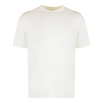 Jil Sander T-Shirts, male, Beige, Size: M Ribbed Cotton Crew-neck T-shirt