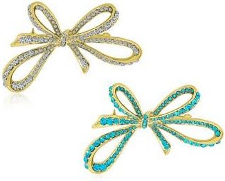 Bling Jewelry Set of 2 Winter Wedding Bow Pins in Metallic Blue at Nordstrom Rack