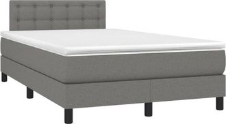 vidaXL Vidaxl - Cama Box Spring Con Colch&oacute;n Y Led Tela Marr&oacute;n Oscuro 120x190 Cm