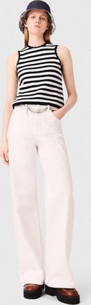 Maje Crochet-knit Top - White/navy - Maje