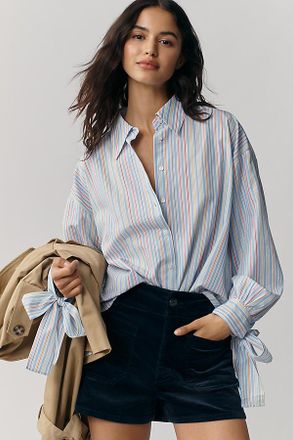 Maeve Buttondown Bow-Cuff Shirt