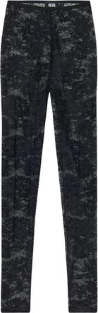 GCDS Bloemenkant Leggings - Dames - Leggings - Zwart - S - Broeken