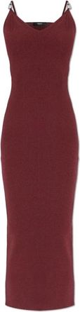 Versace Geribbelde Jurk met Enkele Split - Dames - Casual kleedjes - Rood - M - Polyester - Kleedjes