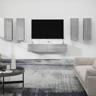 vidaXL Set De Muebles Para Tv 6 Pzas Madera Contrachapada Gris Sonoma Vidaxl
