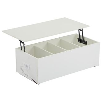 Urban Meuble Mesa de centro elevable blanca brillante con iluminaci&oacute;n LED