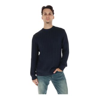 Superdry Maglione a trecce in cotone con girocollo - - Knitwear - Uomo - Blu - XL