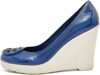 Tory Burch pre-owned 105mm wedge patent-leather pumps - Blue
