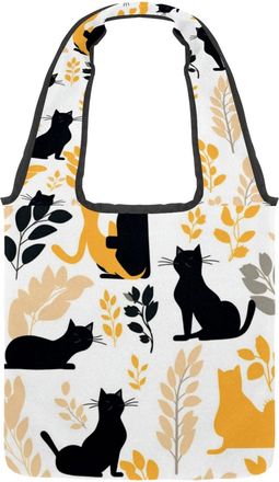 Generic Cats on a White Background Reversible Canvas Shoulder Tote - Double-Sided Print, 12oz Cotton, 27cm Drop, Fold-Flat Bag for Travel, Shopping, Street Ou